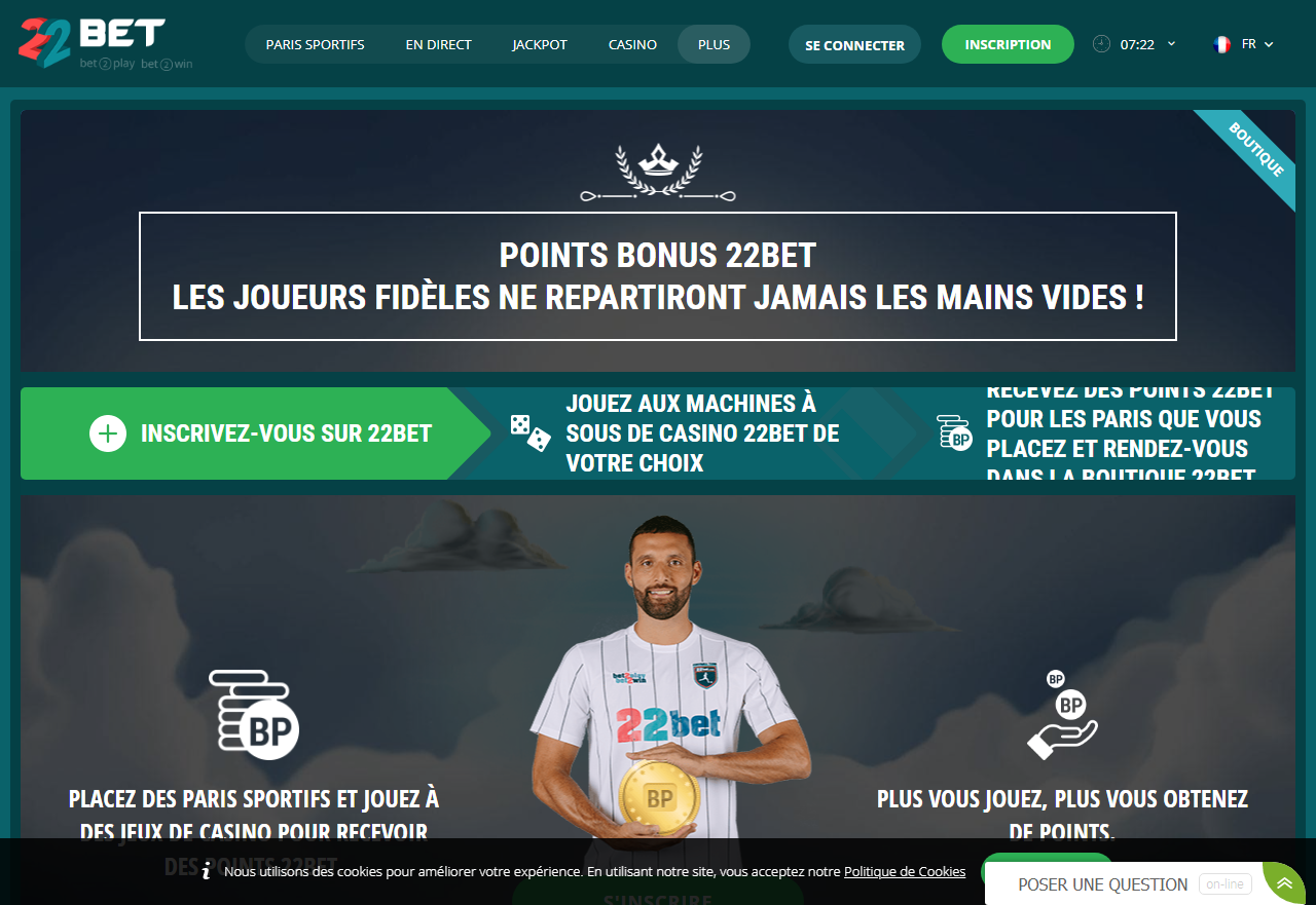 22Bet Points bonus